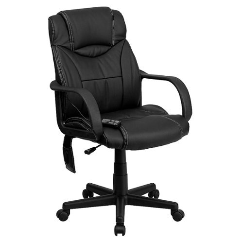 Flash Furniture - Laverne Contemporary Leather/Faux Leather Swivel Office Chair - Black