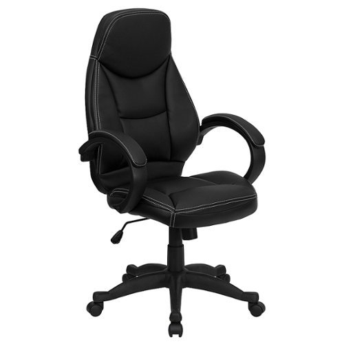 Flash Furniture - Leonard Contemporary Leather/Faux Leather Executive Swivel Office Chair - Black