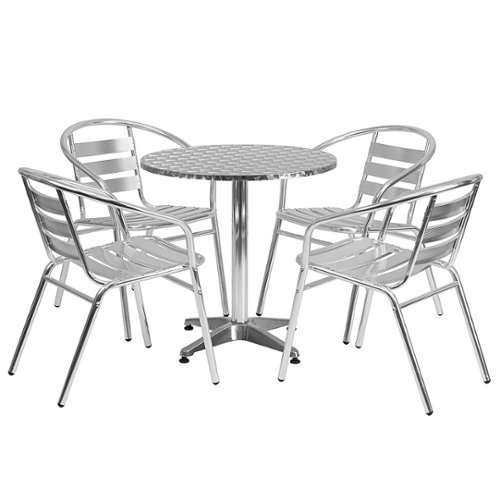 Flash Furniture - Lila Outdoor Round Contemporary 5 Piece Patio Set - Aluminum