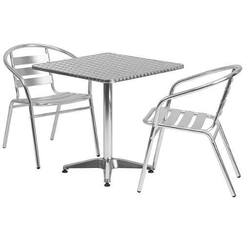 Flash Furniture - Lila Outdoor Square Contemporary 3 Piece Patio Set - Aluminum