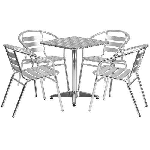 Flash Furniture - Lila Outdoor Square Contemporary 5 Piece Patio Set - Aluminum