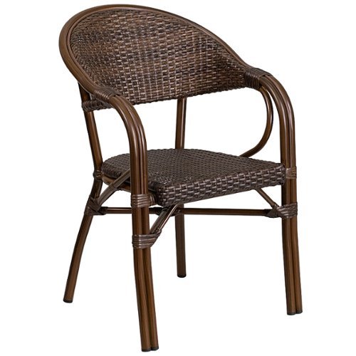 Flash Furniture - Lila Patio Chair - Cocoa Rattan/Bamboo-Aluminum Frame