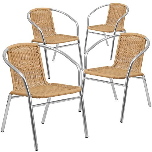 Flash Furniture - Lila Patio Chair (set of 4) - Aluminum and Beige