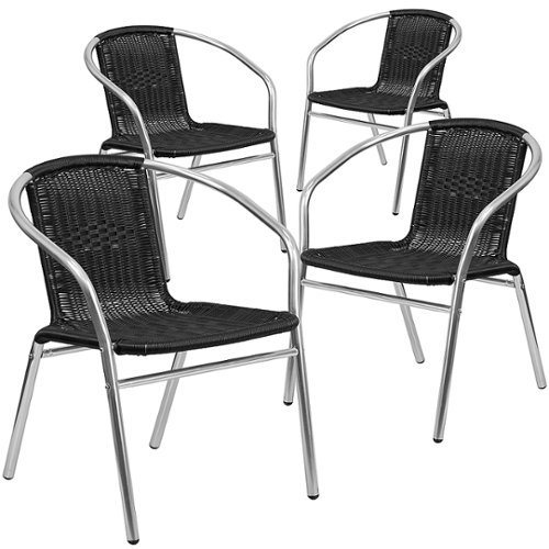 Flash Furniture - Lila Patio Chair (set of 4) - Aluminum and Black