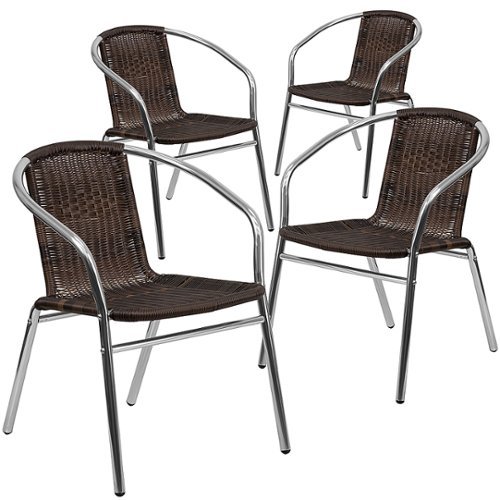 Flash Furniture - Lila Patio Chair (set of 4) - Aluminum and Dark Brown