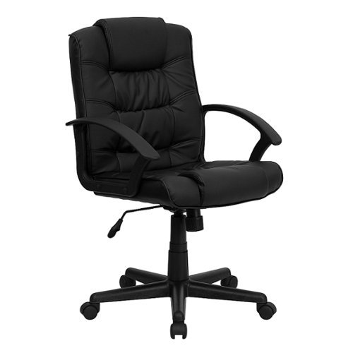 Flash Furniture - Lindon Contemporary Leather/Faux Leather Swivel Office Chair - Black