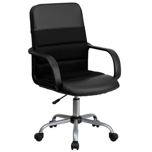 Flash Furniture - Manor Contemporary Leather/Faux Leather Swivel Office Chair - Black