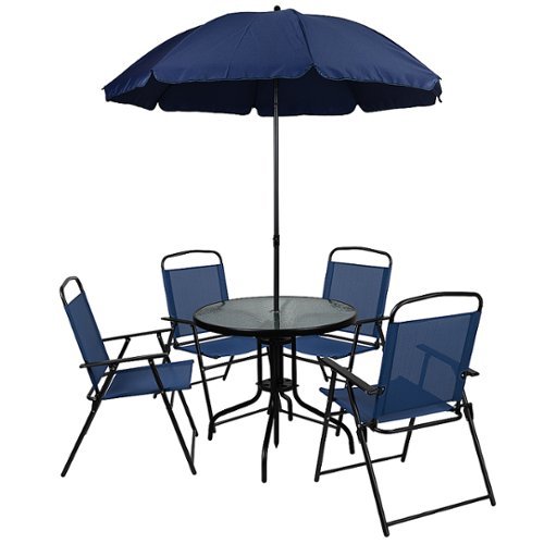 Flash Furniture - Nantucket Outdoor Round Contemporary Metal 6 Piece Patio Set - Navy