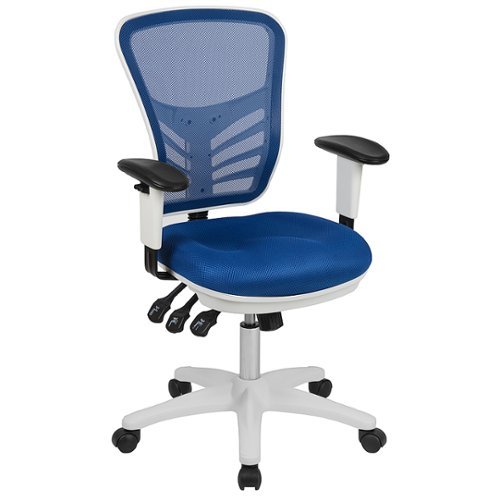 Flash Furniture - Nicholas Contemporary Mesh Executive Swivel Office Chair - Blue Mesh/White Frame