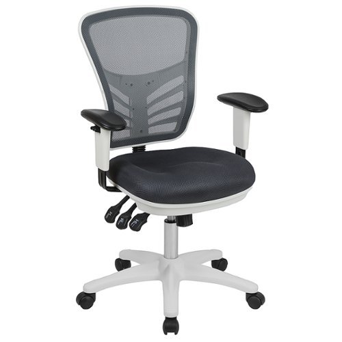 Flash Furniture - Nicholas Contemporary Mesh Executive Swivel Office Chair - Dark Gray Mesh/White Frame