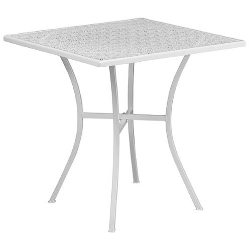 Flash Furniture - Oia 28" Square Indoor-Outdoor Steel Patio Table - Restaurant Seating - White