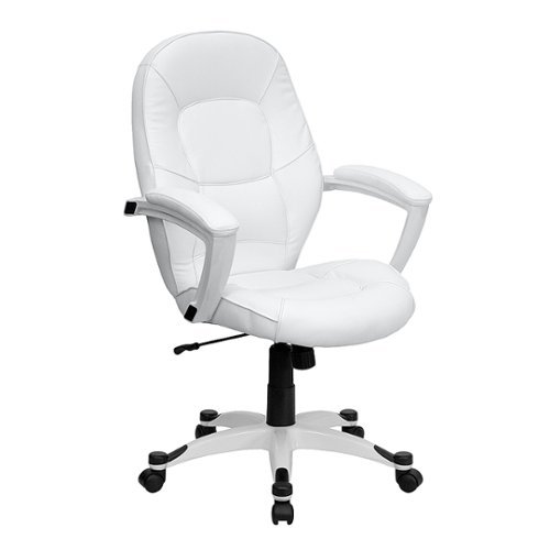 Flash Furniture - Quincey Contemporary Leather/Faux Leather Executive Swivel Office Chair - White