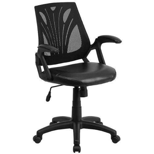 Flash Furniture - Sam Contemporary Leather/Faux Leather Swivel Office Chair - Black LeatherSoft/Mesh