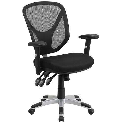 Flash Furniture - Sam Contemporary Mesh Swivel Office Chair with Adjustable Arms - Black