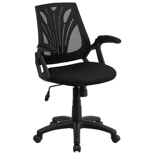 Flash Furniture - Sam Contemporary Mesh Swivel Office Chair with Open Arms - Black Mesh