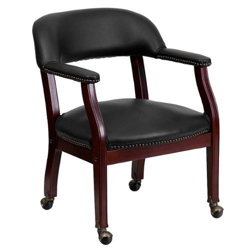 Flash Furniture - Sarah Traditional Vinyl Side Chair - Upholstered - Black Vinyl