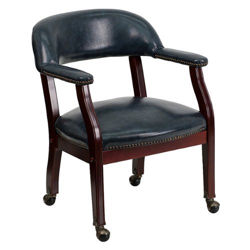 Flash Furniture - Sarah Traditional Vinyl Side Chair - Upholstered - Navy Vinyl