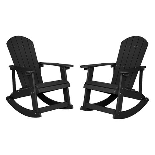 Flash Furniture - Savannah Adirondack Poly Resin Rocking Chairs for Indoor/Outdoor Use in - 2 Pack - Black