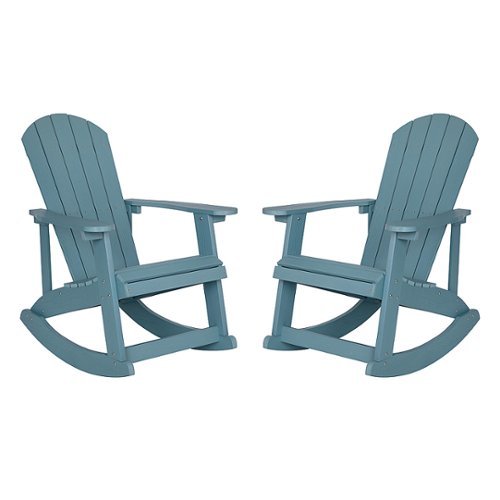 Flash Furniture - Savannah Adirondack Poly Resin Rocking Chairs for Indoor/Outdoor Use in - 2 Pack - Sea Foam