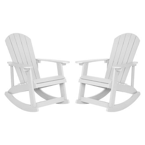 Flash Furniture - Savannah Adirondack Poly Resin Rocking Chairs for Indoor/Outdoor Use in - 2 Pack - White