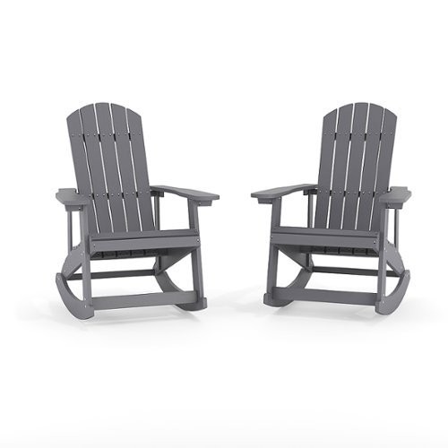 Flash Furniture - Savannah Adirondack Poly Resin Rocking Chairs for Indoor/Outdoor Use in White - 2 Pack - Light Gray