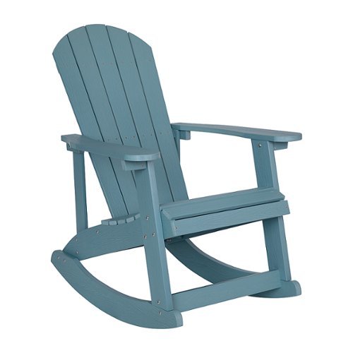 Flash Furniture - Savannah Adirondack Style Poly Resin Wood Rocking Chair for Indoor/Outdoor Use - Sea Foam