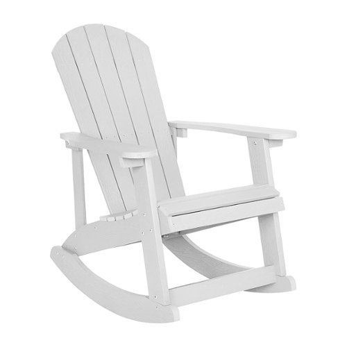 Flash Furniture - Savannah Adirondack Style Poly Resin Wood Rocking Chair for Indoor/Outdoor Use - White