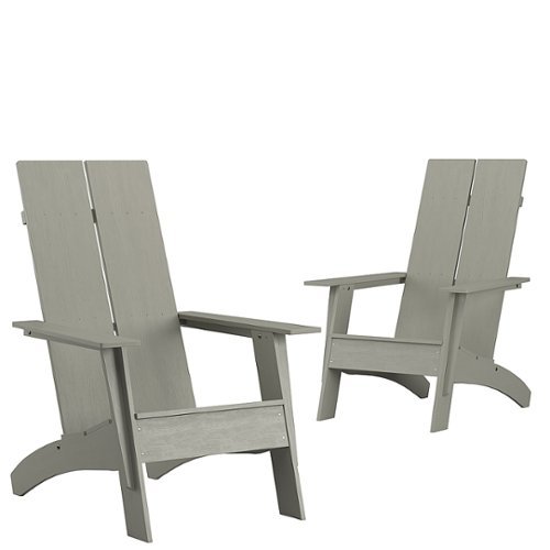 Flash Furniture - Sawyer Set of 2 Modern Dual Slat Back Indoor/Outdoor Adirondack Style Chairs - Gray