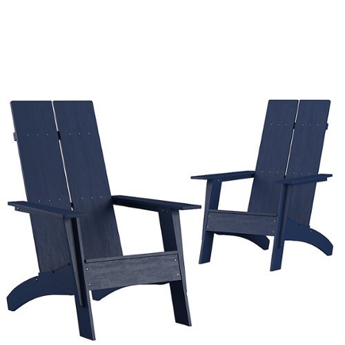 Flash Furniture - Sawyer Set of 2 Modern Dual Slat Back Indoor/Outdoor Adirondack Style Chairs - Navy