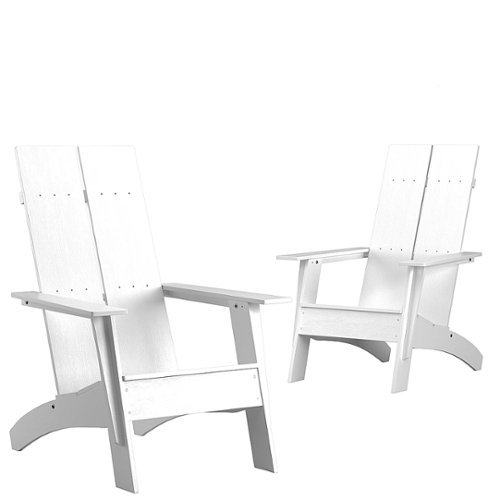 Flash Furniture - Sawyer Set of 2 Modern Dual Slat Back Indoor/Outdoor Adirondack Style Chairs - White