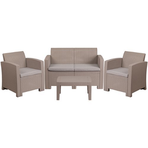 Flash Furniture - Seneca Outdoor Contemporary Resin 4 Piece Patio Set - Light Gray