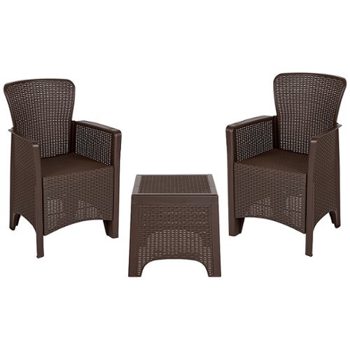 Flash Furniture - Seneca Outdoor Square Contemporary Resin 3 Piece Patio Set - Chocolate