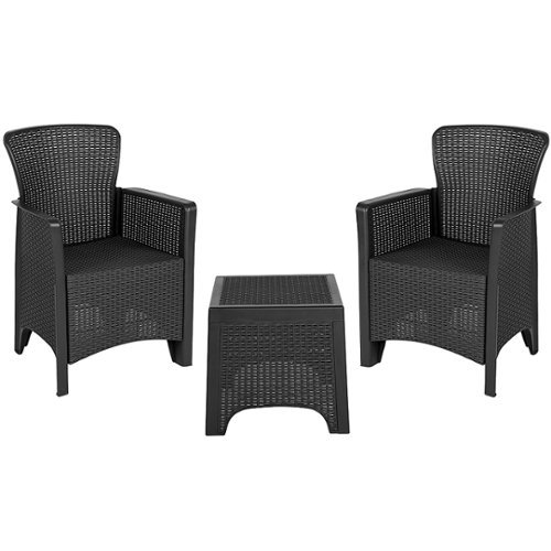 Flash Furniture - Seneca Outdoor Square Contemporary Resin 3 Piece Patio Set - Dark Gray