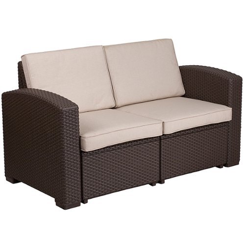 Flash Furniture - Seneca Patio Lounge Loveseat - Chocolate Brown