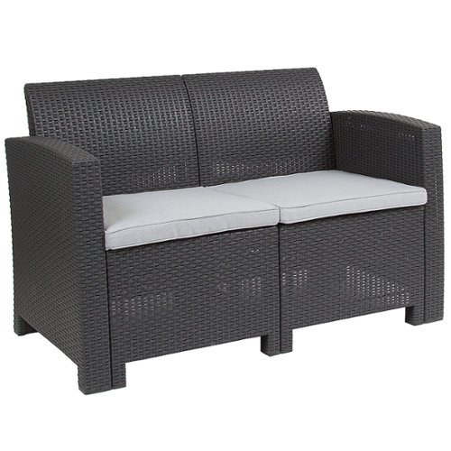 Flash Furniture - Seneca Patio Lounge Loveseat - Dark Gray