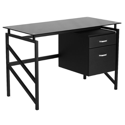 Flash Furniture - Singleton Rectangle Contemporary Glass Home Office Desk - Black