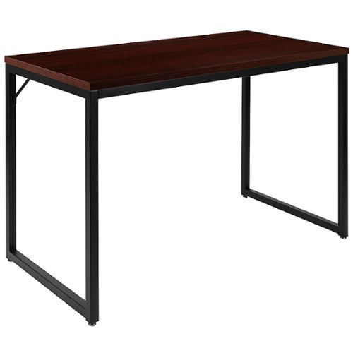 Flash Furniture - Tiverton Collection Rectangle Industrial Laminate Office Desk - Mahogany Top/Black Frame