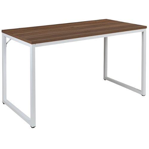 Flash Furniture - Tiverton Collection Rectangle Industrial Laminate Office Desk - Walnut Top/White Frame