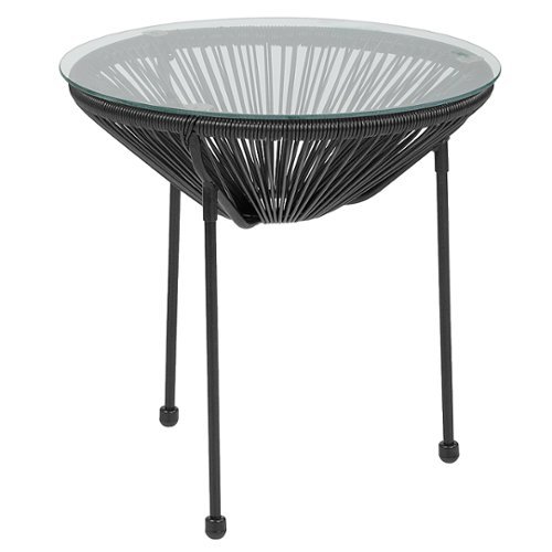 Flash Furniture - Valencia Round Contemporary Glass Rattan Table - Black