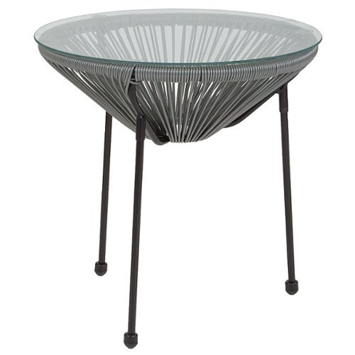 Flash Furniture - Valencia Round Contemporary Glass Rattan Table - Grey