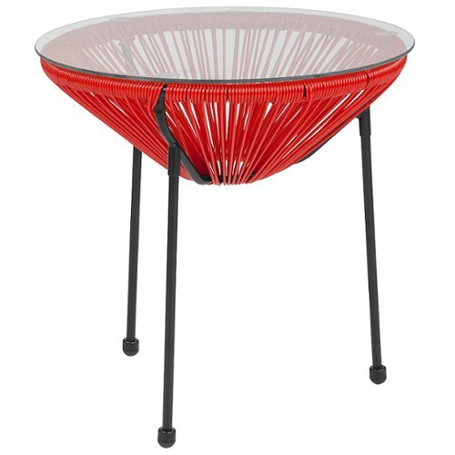 Flash Furniture - Valencia Round Contemporary Glass Rattan Table - Red