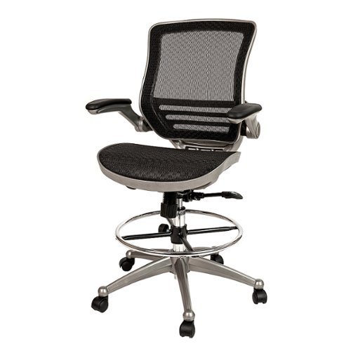 Flash Furniture - Waylon Modern Mesh Drafting Stool - Black Mesh/Graphite Silver Frame