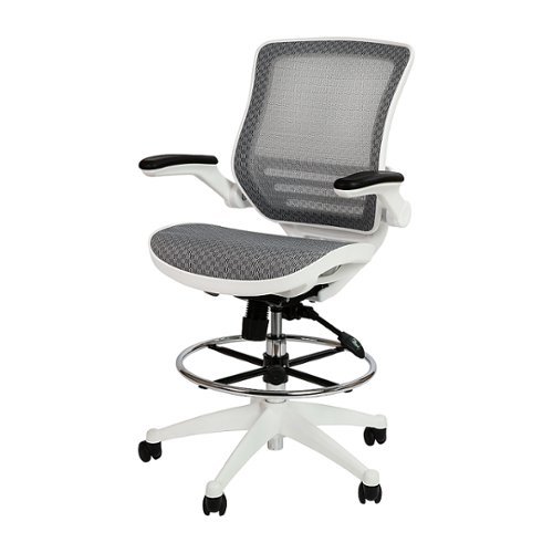 Flash Furniture - Waylon Modern Mesh Drafting Stool - Gray Mesh/White Frame