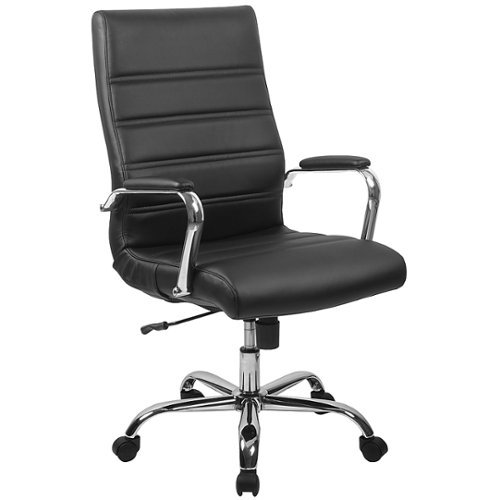 Flash Furniture - Whitney High Back Modern Leather/Faux Leather Executive Swivel Office Chair - Black LeatherSoft/Chrome Frame