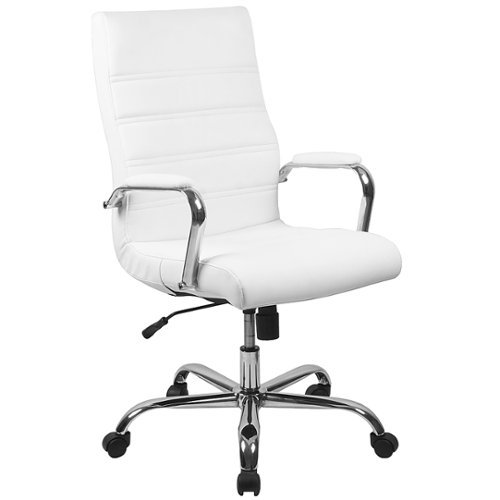 Flash Furniture - Whitney High Back Modern Leather/Faux Leather Executive Swivel Office Chair - White LeatherSoft/Chrome Frame