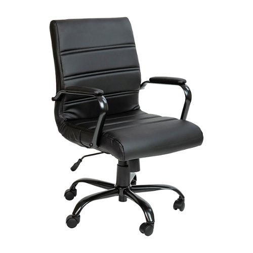 Flash Furniture - Whitney Mid-Back Modern Leather/Faux Leather Executive Swivel Office Chair - Black LeatherSoft/Black Frame