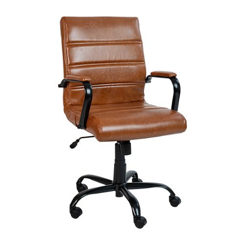 Flash Furniture - Whitney Modern Leather/Faux Leather Executive Swivel Office Chair - Brown LeatherSoft/Black Frame