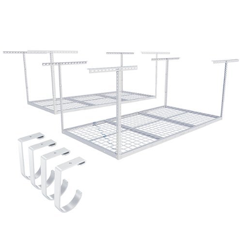 FlexiSpot - Fleximounts 3 x 6 Foot Overhead Garage Rack 2 Pack with 4 Hooks - White