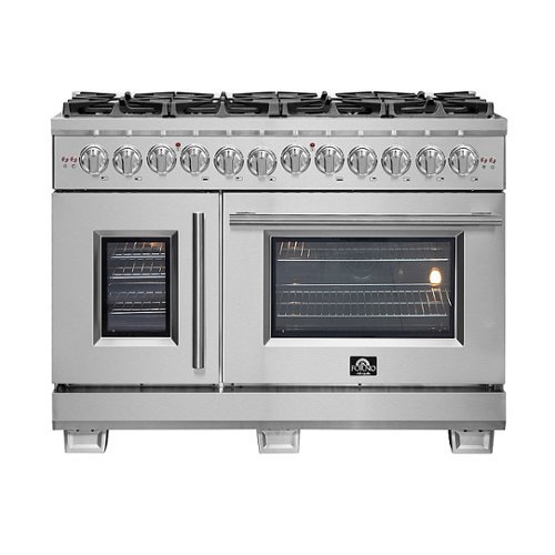 Forno Appliances - Capriasca 6.58 Cu. Ft. Freestanding Double Oven Dual Fuel Range with Left Oven Swing Door - Stainless Steel