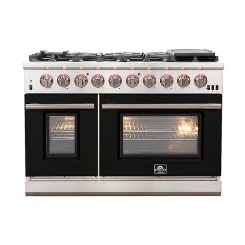 Forno Appliances - Capriasca 6.58 Cu. Ft. Freestanding Gas Range with Convection Ovens - Black Door - Black